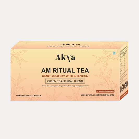 Box of Akva AM Ritual Tea on a white background
